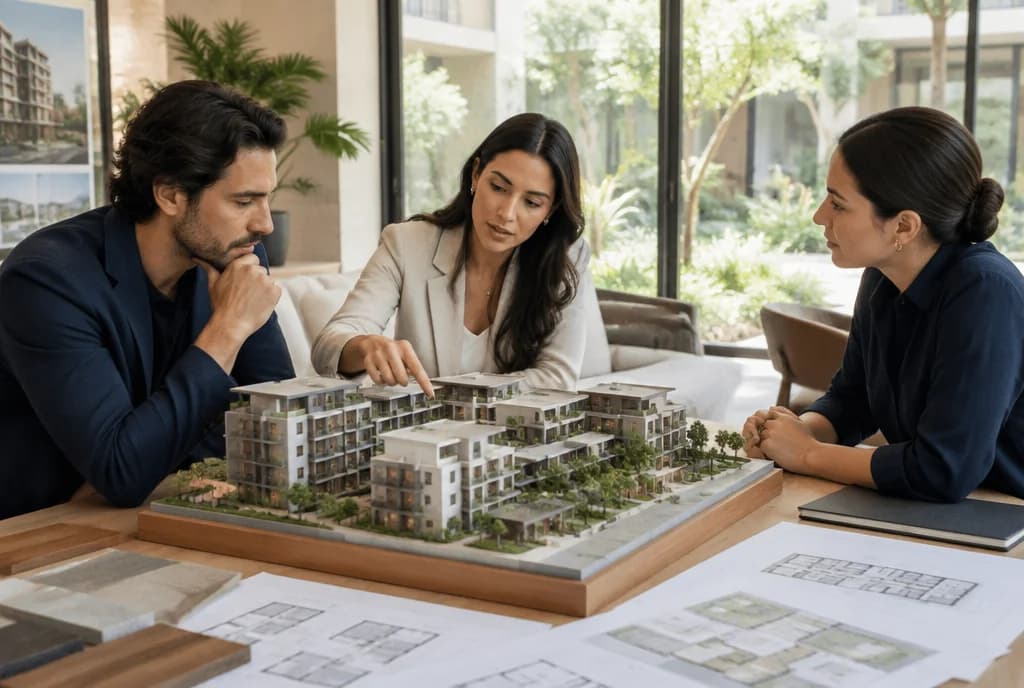Reunión de planificación de un desarrollo residencial